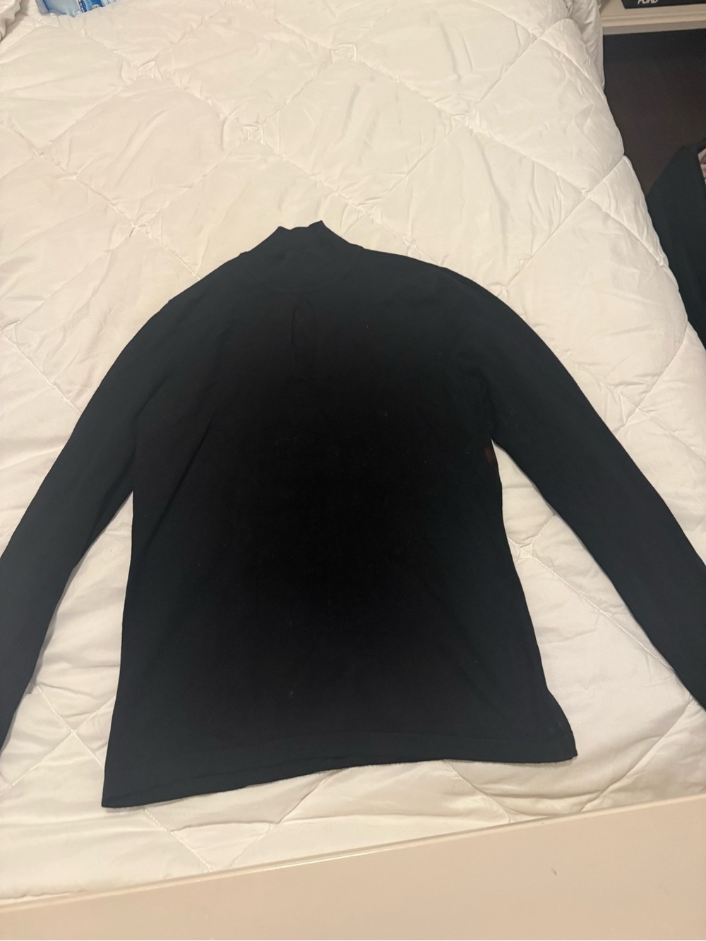 Classic Black Long Sleeve Mock Neck Top with key hole